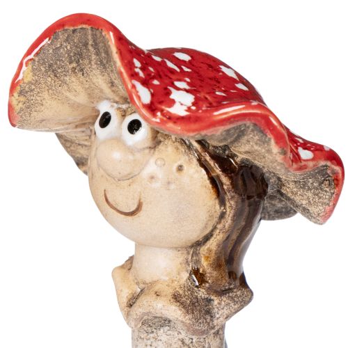 Figura decorativa de hongo con forma de niña y niño, Amanita muscaria con cara, 13 cm, 2 unidades. | Floristik24.es