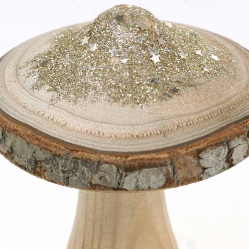 Floristik24 Corteza de champiñón de madera y champiñones decorativos brillantes madera H11cm 3pcs