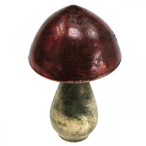 Artículo Seta Decorativa Roja Vidrio Grande Decoración Otoñal Ø14cm H23cm