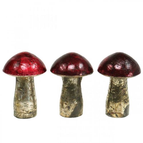 Floristik24 Deco champiñones vidrio rojo decoración de otoño decoración de mesa Ø6.5cm H10cm 3pcs