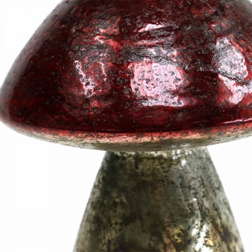 Floristik24 Deco setas vidrio rojo vintage otoño decoración Ø9cm H13.5cm 2pcs