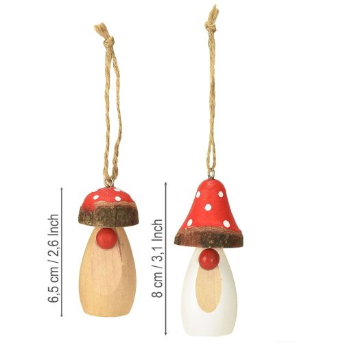 Artículo Seta para colgar madera blanco, marrón surtido 6,5/8cm 8 piezas