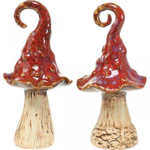 Floristik24 Hongos de cerámica bosque mágico rojo hongo decorativo decoración de cerámica H16cm 2pcs