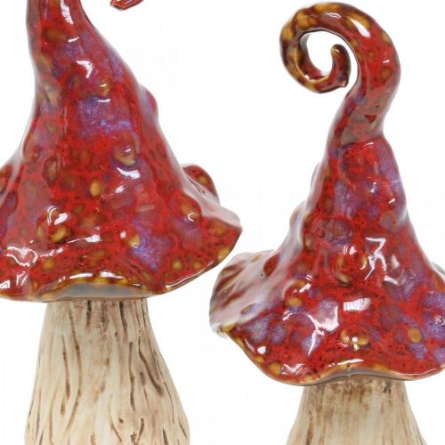 Floristik24 Hongos de cerámica bosque mágico rojo hongo decorativo decoración de cerámica H16cm 2pcs