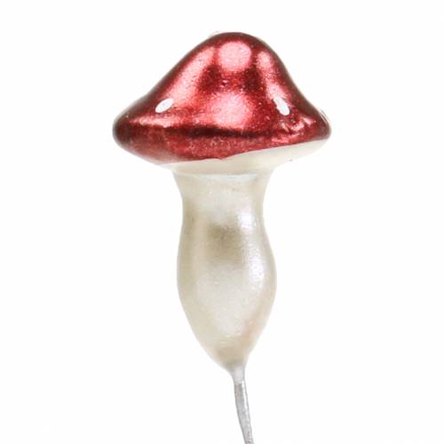 Floristik24 Setas con alambre rojo, blanco metalizado 2cm 48 piezas