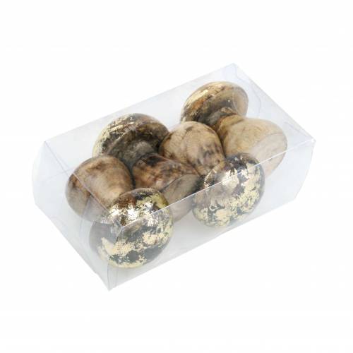 Floristik24 Seta de madera dorada, mango natural Ø5cm H6.5cm 4pcs