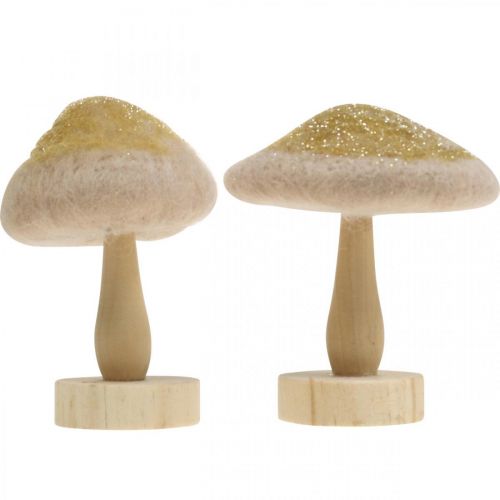 Artículo Deco madera de hongo, fieltro con purpurina decoración de mesa Adviento H11cm 4pcs