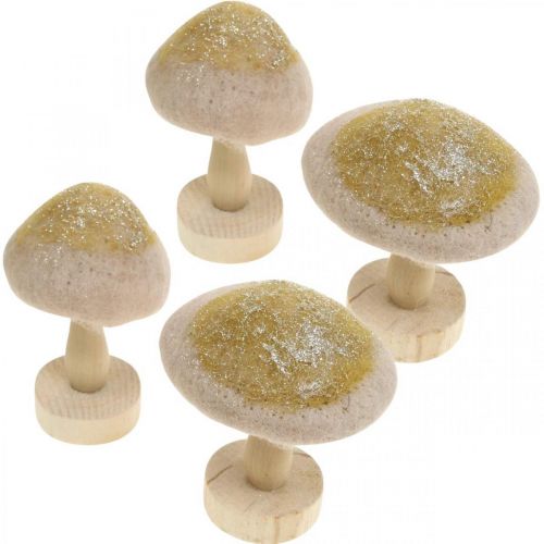 Artículo Deco madera de hongo, fieltro con purpurina decoración de mesa Adviento H11cm 4pcs