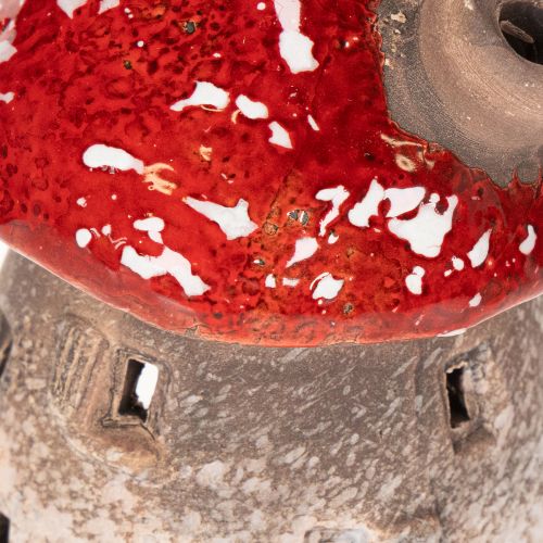 Figura decorativa de casa de hongos con faro y amanita muscaria con chimenea, 10 cm, 2 unidades. | Floristik24.es