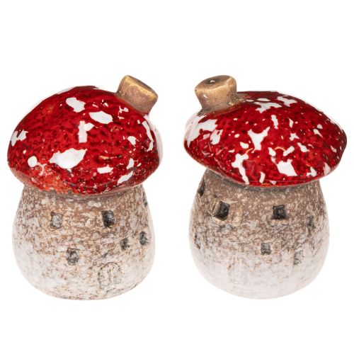 Decoración de casa de setas, amanita muscaria en miniatura de 6 cm, 2 unidades