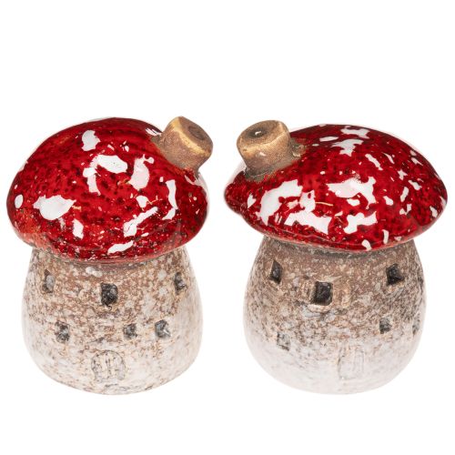 Decoración de casa de setas, amanita muscaria en miniatura de 6 cm, 2 unidades | Floristik24.es