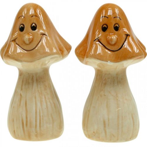 Artículo Setas decorativas figuras decorativas de otoño de cerámica marrón Ø6cm H10,5cm 3 piezas