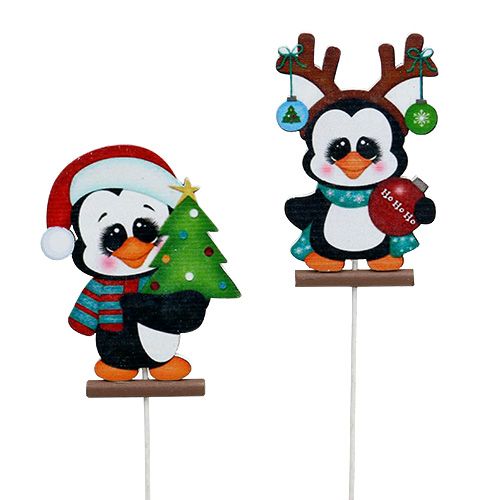 Floristik24 Pingüino en palo 8,5cm 16uds