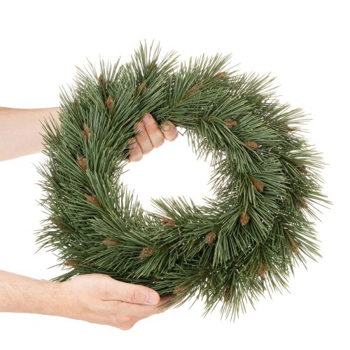 Corona artificial de ramas de pino con piñas pequeñas, 40 cm. | Floristik24.es