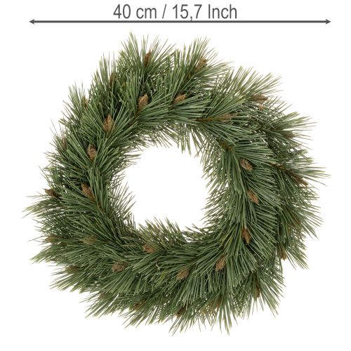 Corona artificial de ramas de pino con piñas pequeñas, 40 cm. | Floristik24.es