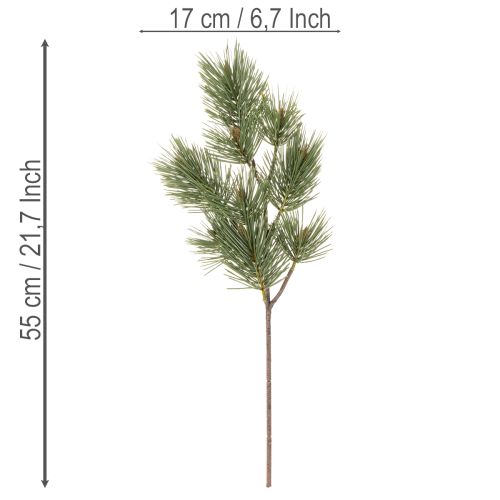 Rama de pino artificial como rama de abeto decorativa, 55 cm, 3 piezas | Floristik24.es