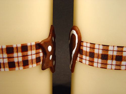 Floristik24 Crema de velas de pilar con estrella encerada / corazón en checkerband