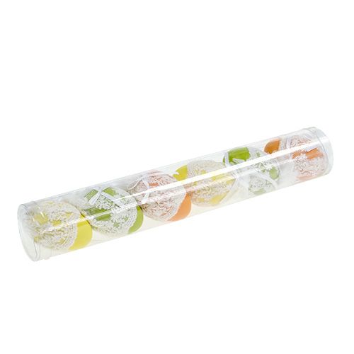 Floristik24 Huevos decorativos de plástico con tul para colgar 6cm 6pcs