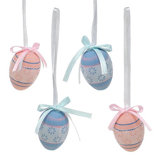 Floristik24 Huevos de plastico para colgar 4cm mezcla azul-rosa 36uds