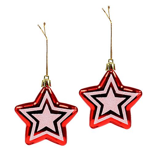 Artículo Estrella para colgar Rojo, blanco Plástico 8,5cm 2pzs