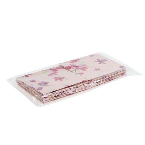 Floristik24 Bolsa de papel 12cm x 12cm rosa con patrón 8pcs