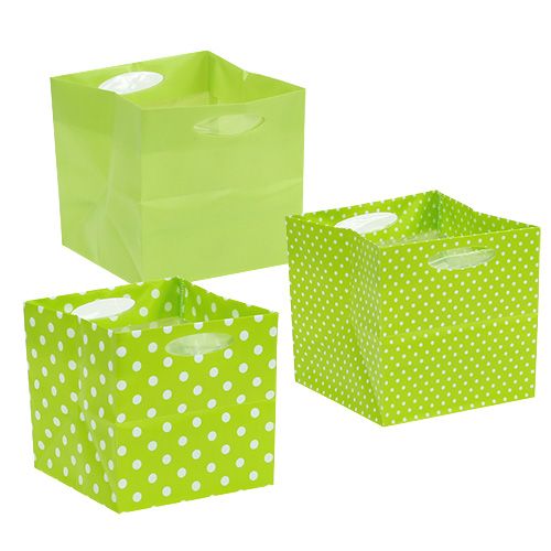 Floristik24 Bolsa de plástico 12cm x 12cm x 12cm tipo verde. 12 piezas