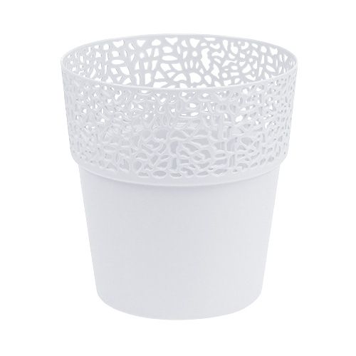 Floristik24 Macetero plástico blanco Ø14.5cm H15.5cm 1ud