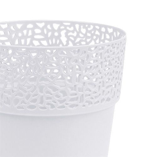 Floristik24 Jardinera de plástico blanco Ø14,5cm H15,5cm 1 pieza