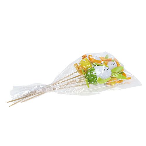 Floristik24 Huevo de plástico conejo 7cm - 9cm blanco-verde en el palo 6pcs