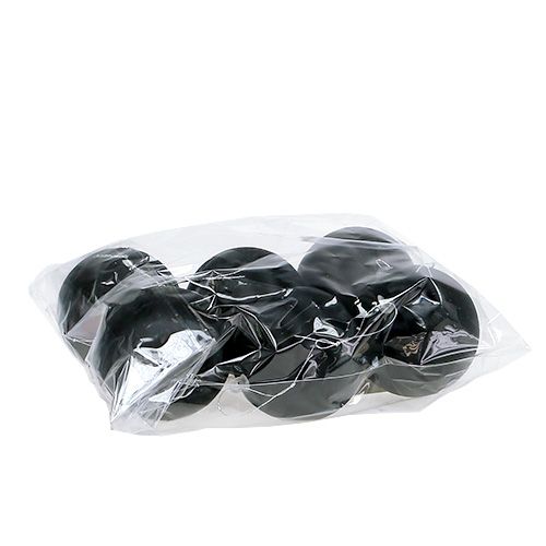 Floristik24 Pelota de plástico negro Ø6cm 6pcs