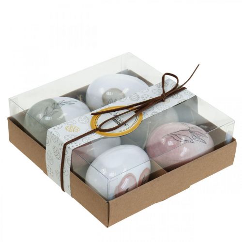 Floristik24 Huevos de Pascua de plástico para colgar Ostedeko Ø5cm H7cm 6pcs