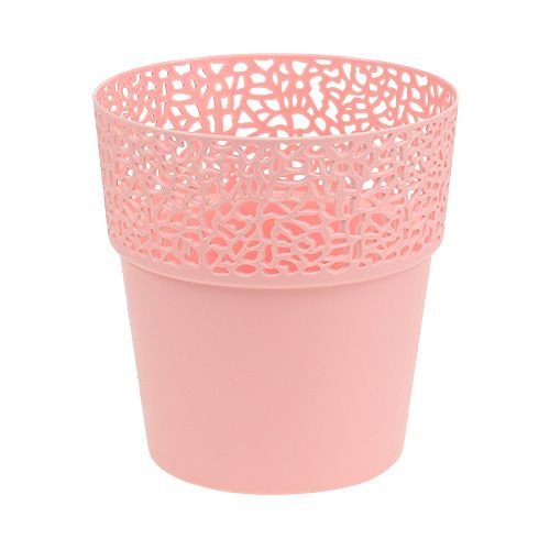 Floristik24 Jardinera de plástico rosa Ø14,5cm H15,5cm 1 pieza