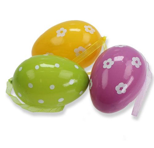 Floristik24 Huevos de Pascua decorativos de plástico para colgar 9cm 12pcs