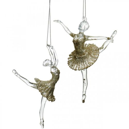 Floristik24 Percha decorativa bailarina, decoración árbol de navidad, bailarina para colgar H14/13cm 2pcs