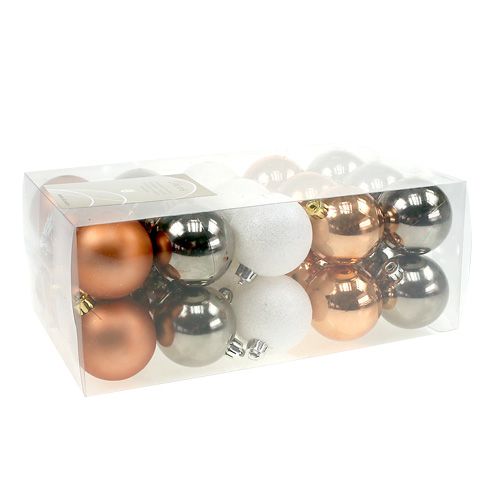 Floristik24 Bola de plástico mezclada en marrón, cobre Ø6cm 30pcs
