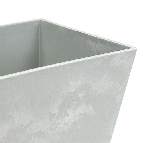 Floristik24 Cuenco de plástico cuadrado gris 20.5cm x 13.5cm H10.5cm