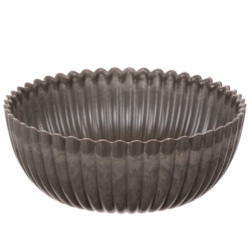 Bol acanalado, color antracita, decorativo, redondo, 15 cm, 2 piezas comprar | Floristik24.es