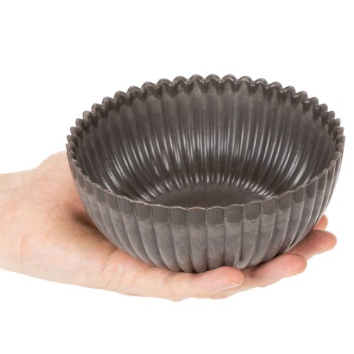Bol acanalado, color antracita, decorativo, redondo, 15 cm, 2 piezas | Floristik24.es