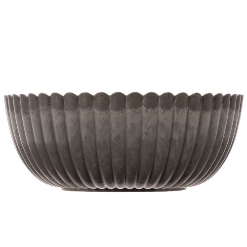 Bol acanalado, color antracita, decorativo, redondo, 15 cm, 2 piezas | Floristik24.es