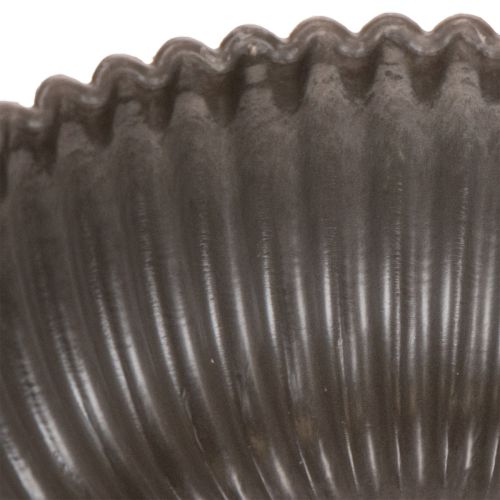 Bol acanalado, color antracita, decorativo, redondo, 15 cm, 2 piezas | Floristik24.es