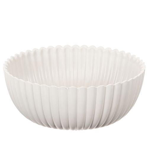 Bol redondo acanalado en color blanco para decoración versátil, 15 cm, 2 unidades