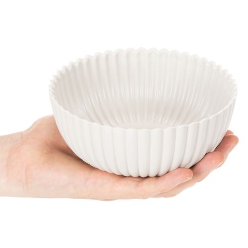 Bol redondo acanalado en color blanco para decoración versátil, 15 cm, 2 unidades | Floristik24.es