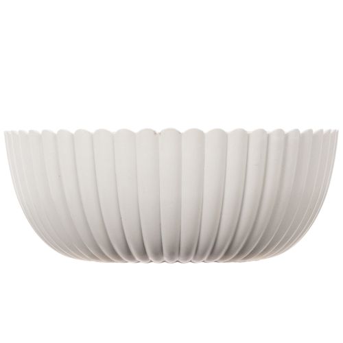 Bol redondo acanalado en color blanco para decoración versátil, 15 cm, 2 unidades | Floristik24.es