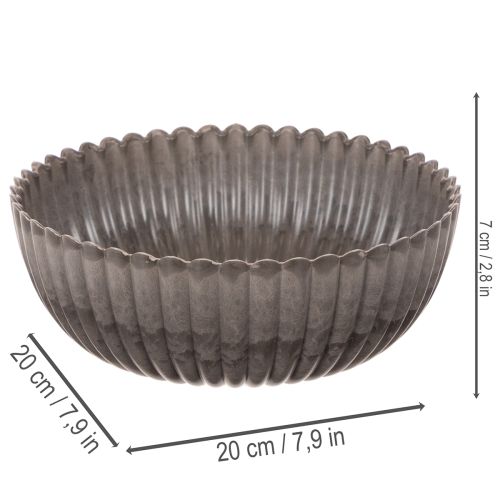Bol redondo acanalado, recipiente decorativo para arreglos florales, 20 cm, 2 unidades | Floristik24.es