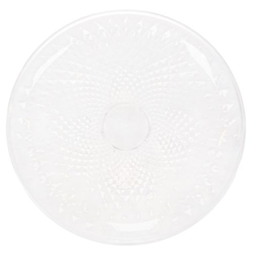 Bol redondo decorativo transparente con pie, 32 cm.