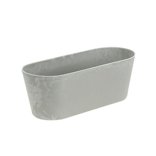 Floristik24 Cuenco de plástico ovalado gris 27cm x 11cm H10cm 1ud