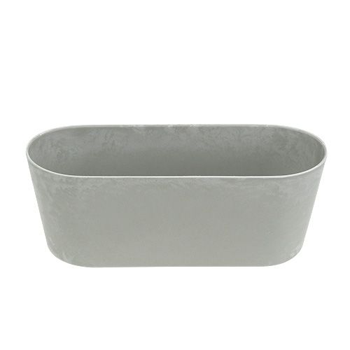 Floristik24 Cuenco de plástico ovalado gris 27cm x 11cm H10cm 1ud