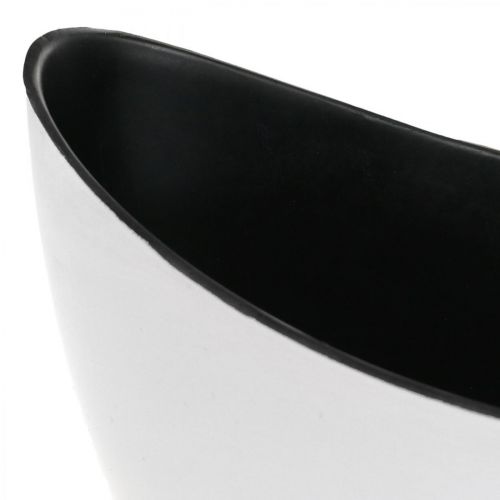 Artículo Cuenco decorativo, ovalado, blanco, negro, maceta de plástico, 24cm