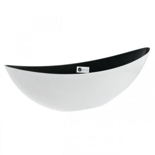 Floristik24 Cuenco decorativo ovalado blanco, cuenco negro planta barco 55cm