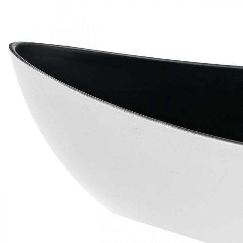 Floristik24 Cuenco decorativo ovalado blanco, cuenco negro planta barco 55cm